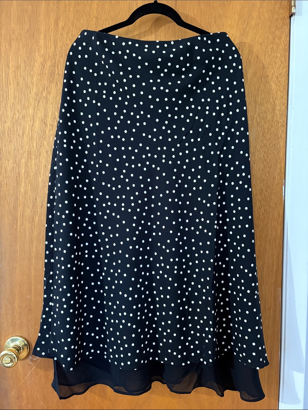 LOFT Black & White Polka Dot A-Line Skirt